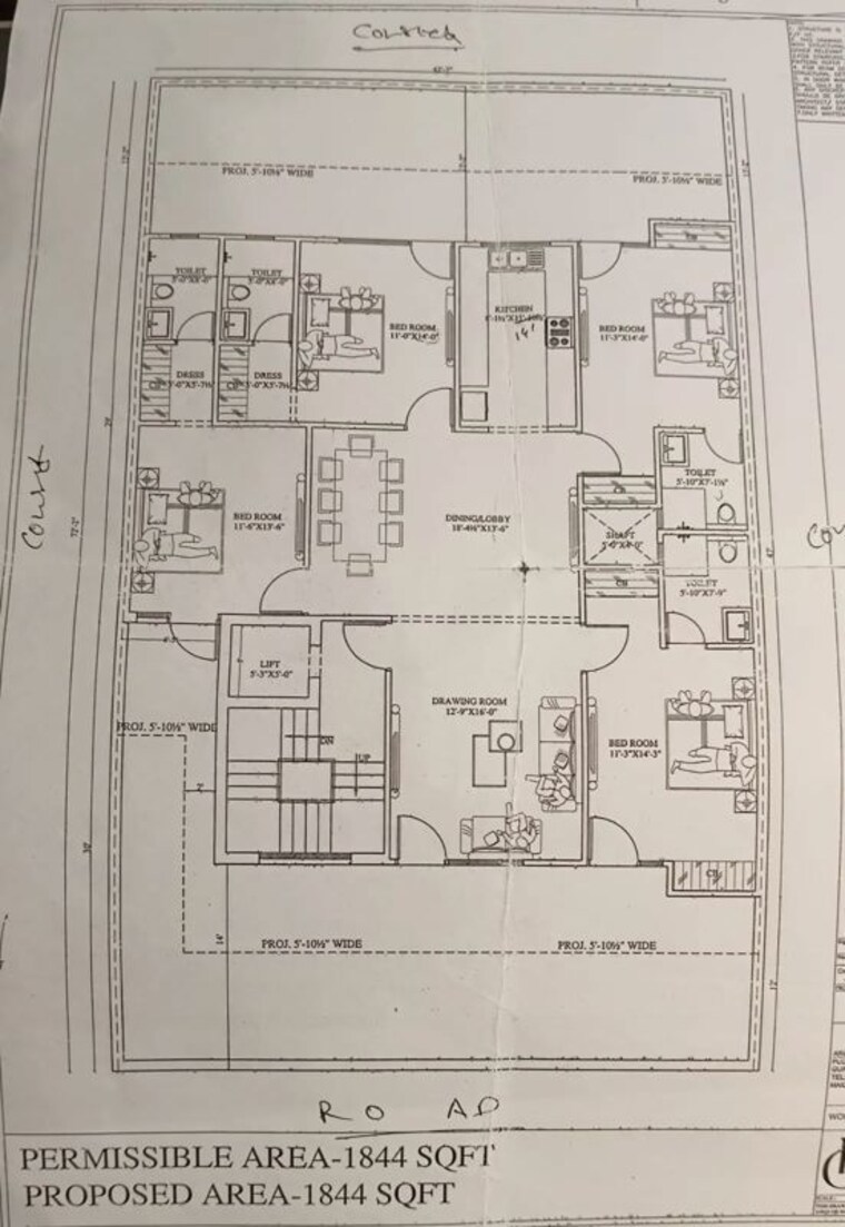Floor Plan, sector 46 4 Bedroom 342 Sq.Yd. Builder Floor In Sector 46 Gurgaon 10342307
