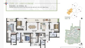 Floor Plan in 4 BHK Apartment at Prestige Park Grove, Whitefield – for Sale