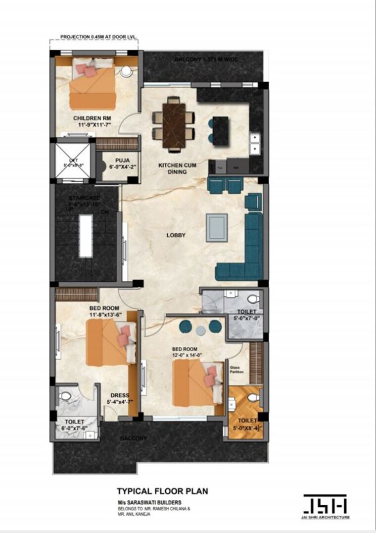 Floor Plan, sector 24 3 Bedroom 250 Sq.Yd. Builder Floor In Sector 24 Panipat 10343568
