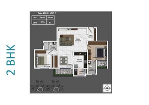 Floor Plan in 2 BHK Apartment at Keya Spring, Bannerghatta Road – for Rent
