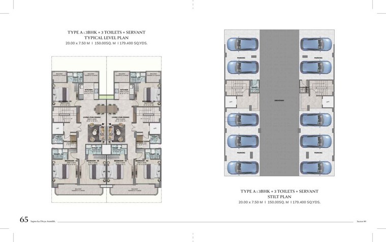 Floor Plan, sector 89 3 Bedroom 150 Sq.Mt. Builder Floor In Sector 89 Gurgaon 10344642