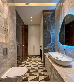 Bathroom in 4 BHK Builder Floor at Jor Bagh – for Rent