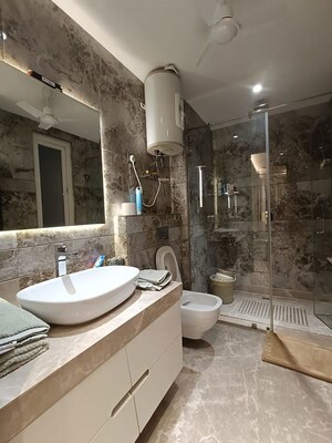 Bathroom in 3 BHK Apartment at Greater Kailash I – for Rent