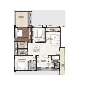 Floor Plan in 3.5 BHK Apartment at Puravankara Purva Atmosphere, Thanisandra Main Road – for Sale
