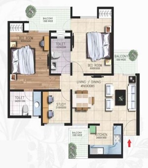 Floor Plan in 2.5 BHK Apartment at Nirala Greenshire Phase I, Patwari – for Sale
