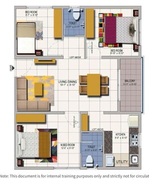 Floor Plan in 2.5 BHK Apartment at Urbanrise Spring Is In The Air, Ameenpur – for Rent