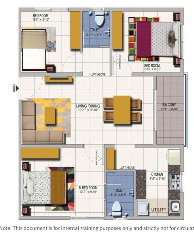 Floor Plan, urbanrise-spring-is-in-the-air 2.5 Bedroom 1039 Sq.Ft. Apartment In Ameenpur Hyderabad 10349833