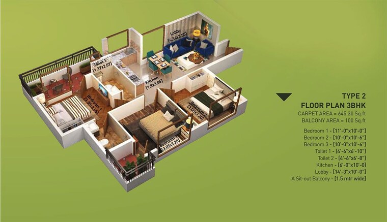 undefined, breez-global-heights-89 3 Bedroom 1100 Sq.Ft. Apartment In Sector 89 Gurgaon 10349961