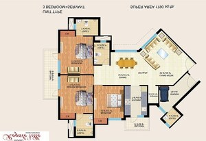 Floor Plan in 3 BHK Apartment at Mapsko Royale Ville, Sector 82 – for Rent