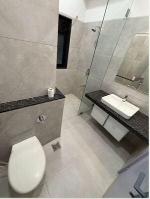 Bathroom in 3 BHK Apartment at S Raheja New Light, Khar West – for Rent