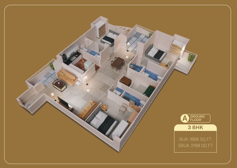 Floor Plan, dhirenpara 3 Bedroom 2200 Sq.Ft. Apartment In Dhirenpara Guwahati 10336110