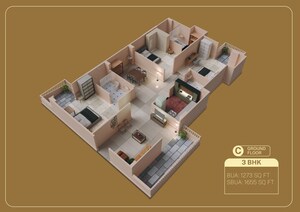 Floor Plan in 3 BHK Apartment at Dhirenpara – for Sale