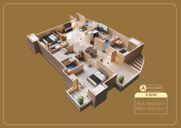 Floor Plan, dhirenpara 3 Bedroom 2200 Sq.Ft. Apartment In Dhirenpara Guwahati 10336110