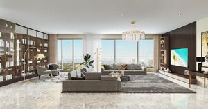 Living Room in 4 BHK Apartment at K Raheja Modern Vivarea, Mahalaxmi – for Sale