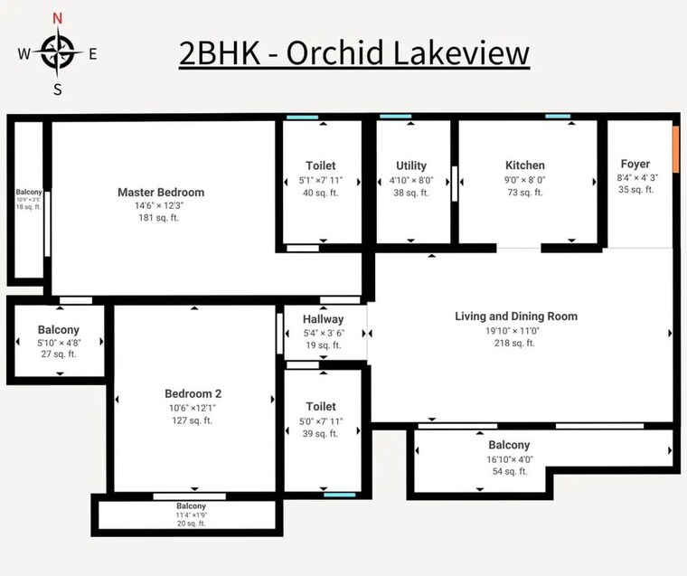 Floor Plan, orchid-lakeview 2 Bedroom 1281 Sq.Ft. Apartment In Bellandur Bangalore 10348000