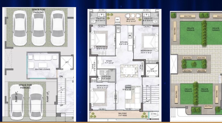 Floor Plan, m3m-antalya-hills 3.5 Bedroom 1557 Sq.Ft. Builder Floor In Sector 79 Gurgaon 10351863