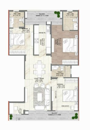 Floor Plan in 3 BHK Builder Floor at Signature Global Daxin Vistas, Bhondsi – for Sale
