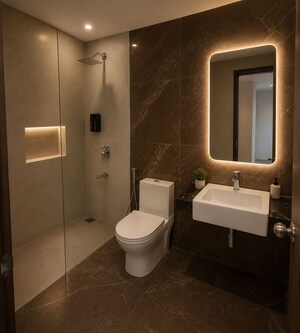 Bathroom in 2 BHK Apartment at Indiabulls One Indiabulls, Pokhran Road No Two – for Rent