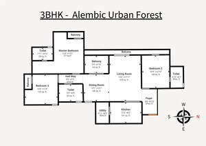 Floor Plan in 3 BHK Apartment at Alembic Cloud Forest, Kadugodi – for Sale