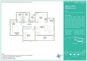 Floor Plan in 2 BHK Apartment at Godrej Splendour, Whitefield – for Sale