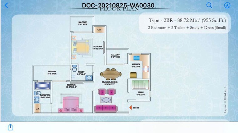 Floor Plan, nirala-estate 2.5 Bedroom 955 Sq.Ft. Apartment In Tech Zone 4 Greater Noida Greater Noida 10353925