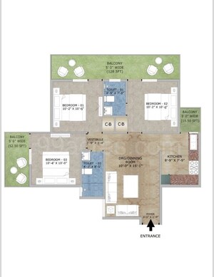 Floor Plan in 3 BHK Builder Floor at Adore Happy Homes, Sector 86 – for Rent