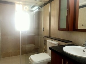 Bathroom in 3 BHK Apartment at Bhartiya Nikoo Homes, Thanisandra Main Road – for Rent