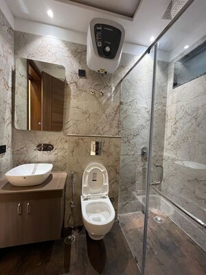 Bathroom in 3 BHK Builder Floor at Ansal Sushant Lok I, Sector 43 – for Rent