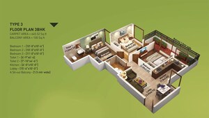 Floor Plan in 2 BHK Apartment at Breez Global Heights 89, Sector 89 – for Sale