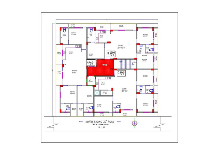 Floor Plan, nri layout 3 Bedroom 1100 Sq.Ft. Apartment In Nri Layout Bangalore 10357664