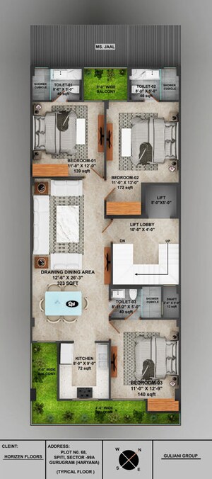Floor Plan in 3 BHK Builder Floor at Spiti Homes, Sector 99a – for Sale