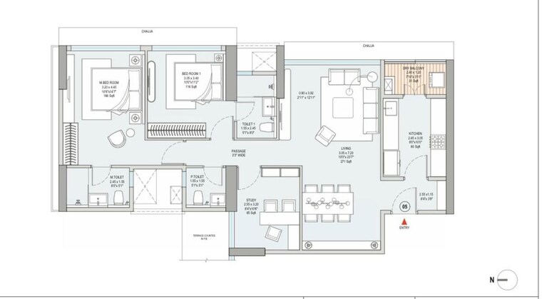 Floor Plan, godrej-vistas 3 Bedroom 985 Sq.Ft. Apartment In Vikhroli East Mumbai 10358498