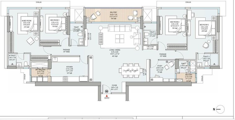 Floor Plan, godrej-vistas 4 Bedroom 1709 Sq.Ft. Apartment In Vikhroli East Mumbai 10358520