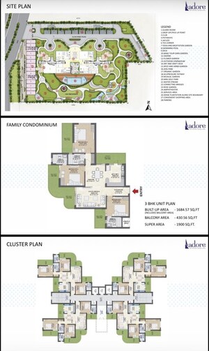 Floor Plan in 3 BHK Apartment at Adore Arpanam, Sector 83 – for Sale