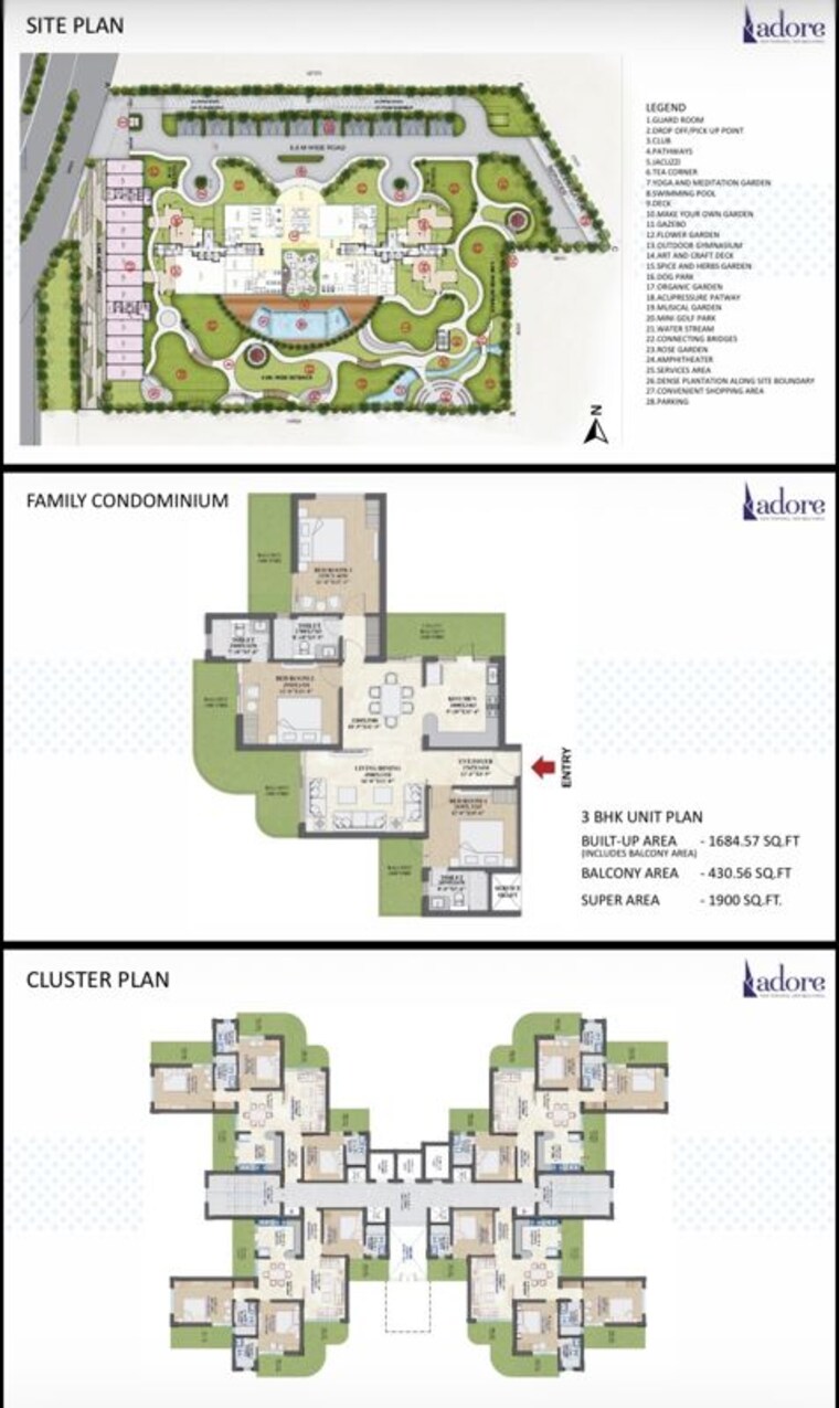 Floor Plan, adore-arpanam 3 Bedroom 1915 Sq.Ft. Apartment In Sector 83 Faridabad 10358701