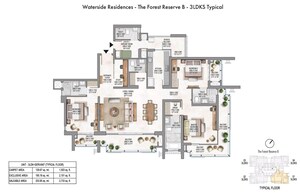 Floor Plan in 3 BHK Apartment at Krisumi Waterside Residences The Forest Reserve, Sector 36a – for Sale