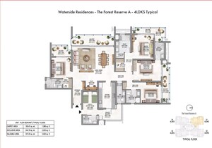 Floor Plan in 4 BHK Apartment at Krisumi Waterside Residences The Forest Reserve, Sector 36a – for Sale