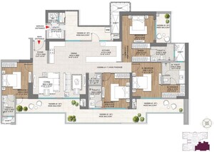 Floor Plan in 4 BHK Apartment at Adani The Marq, Sector 102a – for Sale