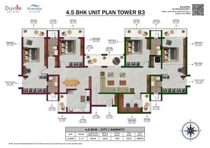 Floor Plan in 4 BHK Apartment at Duville Riverdale, Kharadi – for Sale