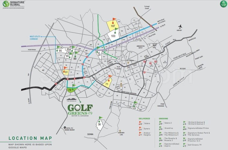 Map Location, signature-global-golf-greens 3 Bedroom 745 Sq.Ft. Apartment In Sector 79 Gurgaon 10342059