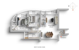 Floor Plan in 2 BHK Apartment at Sunteck Avenue 2, Goregaon West – for Sale