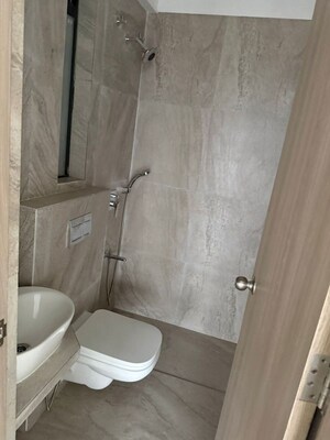 Bathroom in 2 BHK Apartment at Prescon Midtown Bay, Mahim West – for Rent