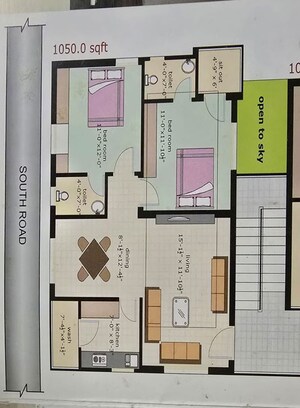 Floor Plan in 2 BHK Apartment at Srinivasa Nagar Colonys – for Sale