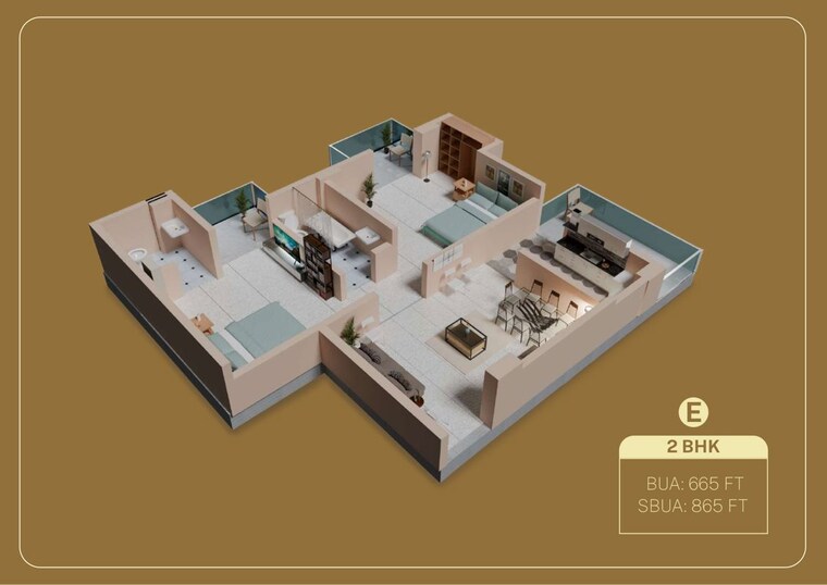 Floor Plan, milan nagar 2 Bedroom 1026 Sq.Ft. Apartment In Milan Nagar Guwahati 10364813