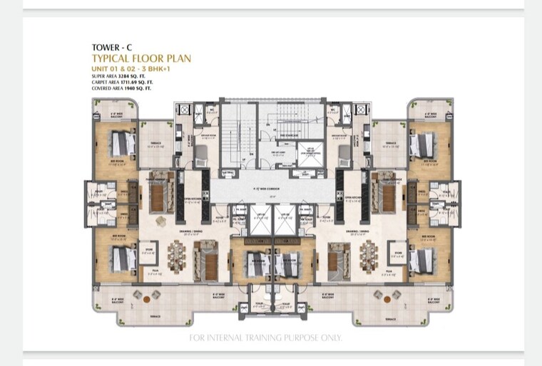 Floor Plan, new chandigarh 3.5 Bedroom 3350 Sq.Ft. Apartment In New Chandigarh Chandigarh 10366399