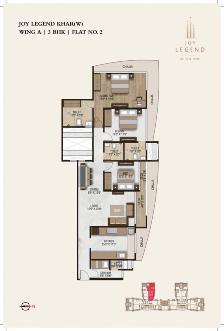 Floor Plan, joy-legend 3 Bedroom 1515 Sq.Ft. Apartment In Khar West Mumbai 10366547
