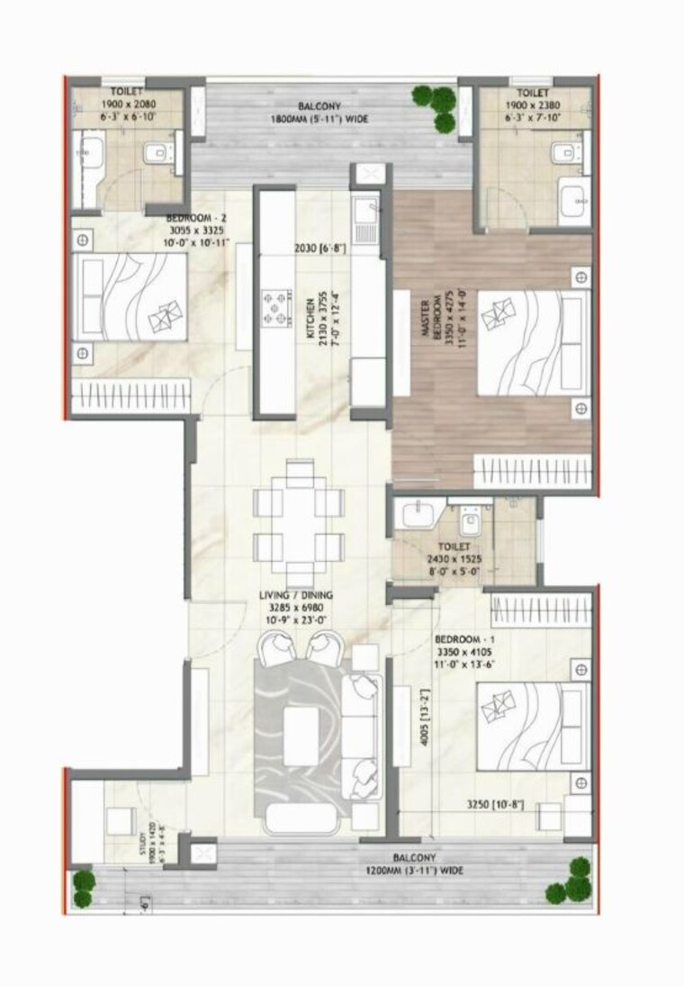 Floor Plan, bhondsi 3.5 Bedroom 1550 Sq.Ft. Builder Floor In Bhondsi Gurgaon 10366604