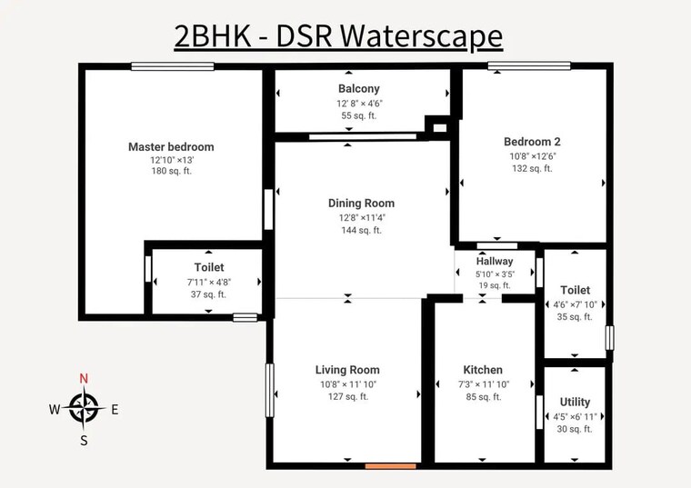Floor Plan, high grounds 2 Bedroom 1207 Sq.Ft. Apartment In High Grounds Bangalore 10368062