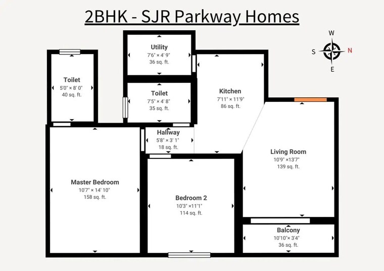Floor Plan, high grounds 2 Bedroom 974 Sq.Ft. Apartment In High Grounds Bangalore 10368078