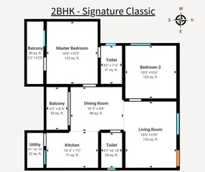 Floor Plan in 2 BHK Apartment at Signature Classic, Sarjapur – for Sale